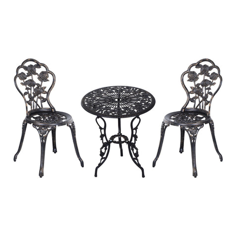 Rootz Garden Set - 3-Part - Table - 2 Chairs - Garden Furniture - Seating Group - Metal - Aluminum - Bronze