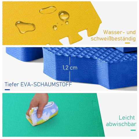 Rootz Spielmatte – Grün, Blau, Gelb – Schaumstoff – 23,62 cm x 23,62 cm x 0,47 cm