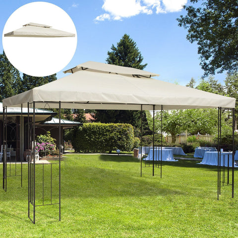 Rootz Replacement Roof for Metal Garden Gazebo - Cream - Polyester - 118.11 cm x 157.48 cm x cm