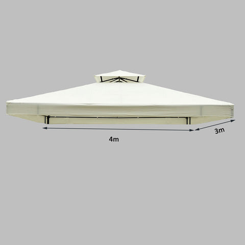Rootz Replacement Roof for Metal Garden Gazebo - Cream - Polyester - 118.11 cm x 157.48 cm x cm