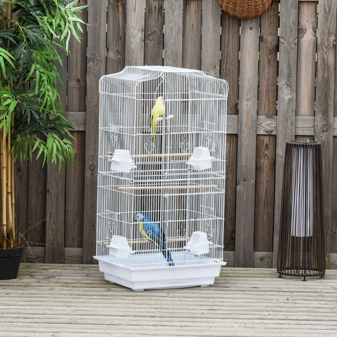 Rootz Bird Cage - White - Metal, Wood, Plastic - 18.7 cm x 14.17 cm x 35.82 cm