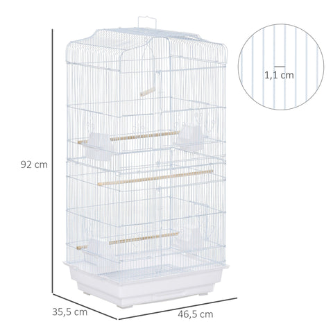 Rootz Bird Cage - White - Metal, Wood, Plastic - 18.7 cm x 14.17 cm x 35.82 cm
