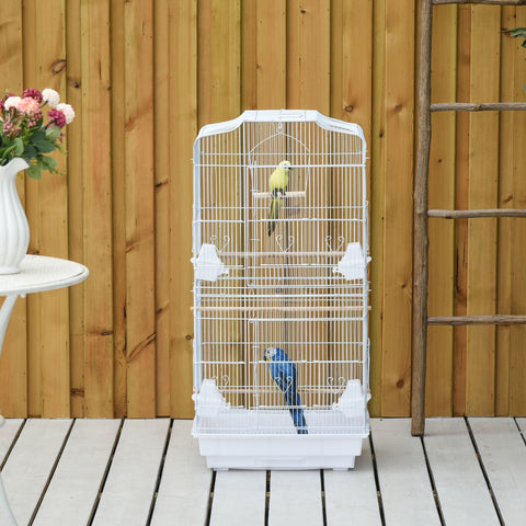 Rootz Bird Cage - White - Metal, Wood, Plastic - 18.7 cm x 14.17 cm x 35.82 cm
