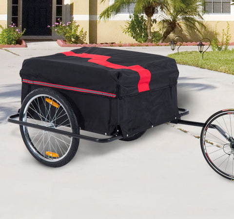 Rootz Transport Trailers For Bicycles - Red, Black - Fabric, Steel - 55.12 cm x 34.65 cm x 23.62 cm