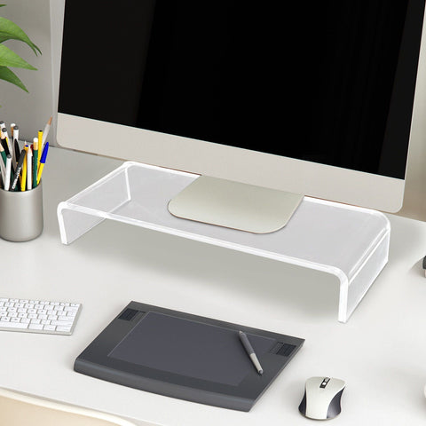 Rootz TV Bench Top Screen Stand - Transparant - Glas - 53 cm x 7,48 cm x 3,54 cm