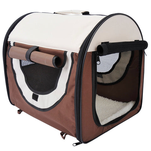 Rootz Opvouwbare Hondentransportbox - Bruin - Stof, PVC, Staal - 18,11 cm x 14,17 cm x 16,14 cm
