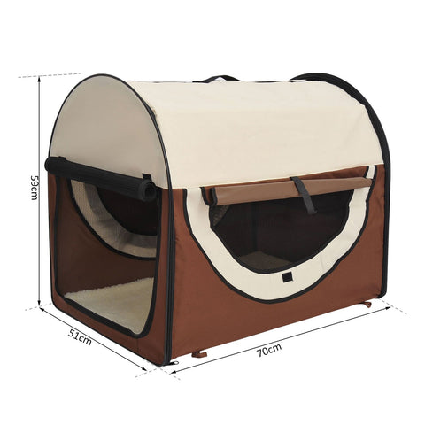 Rootz Opvouwbare Hondentransportbox - Bruin - Stof, PVC, Staal - 27,56 cm x 20,08 cm x 23,23 cm
