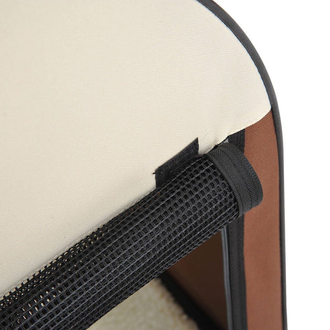 Rootz Opvouwbare Hondentransportbox - Bruin - Stof, PVC, Staal - 31,89 cm x 22,05 cm x 25,98 cm