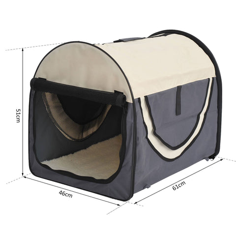 Rootz Foldable Dog Transport Box - Gray - Fabric, PVC, Steel - 24.02 cm x 18.11 cm x 20.08 cm