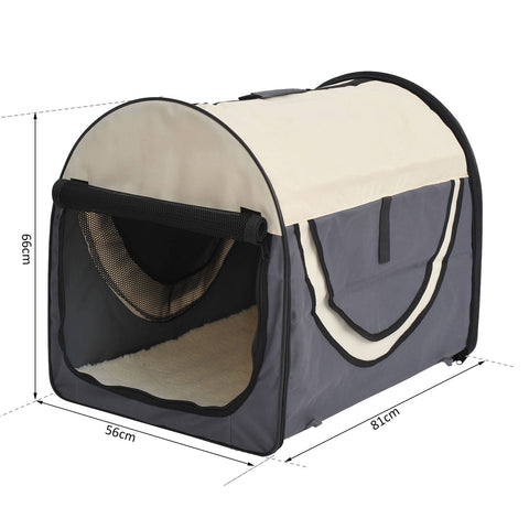 Rootz Opvouwbare Hondentransportbox - Grijs - Stof, PVC, Staal - 31,89 cm x 22,05 cm x 25,98 cm