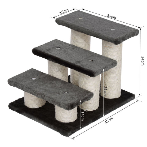 Rootz Hondentrap 3 Treden - Grijs - Spaanplaat, Stof - 17.72 cm x 13.78 cm x 13.39 cm