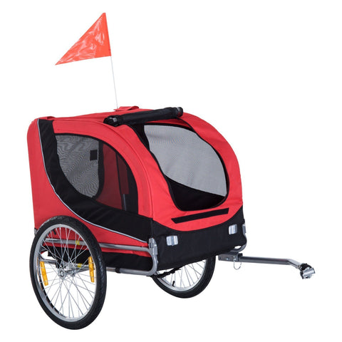 Rootz Bicycle Trailer Dog Carrier - Red, Black - Oxford, Steel - 51.18 cm x 28.74 cm x 35.43 cm