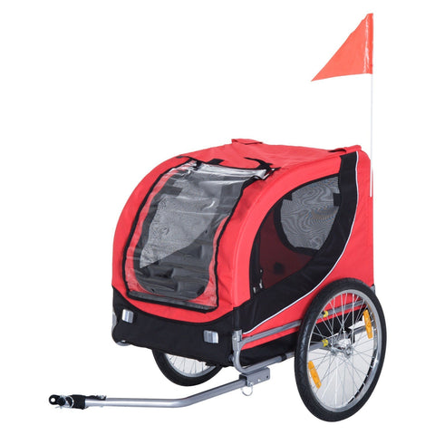 Rootz Bicycle Trailer Dog Carrier - Red, Black - Oxford, Steel - 51.18 cm x 28.74 cm x 35.43 cm