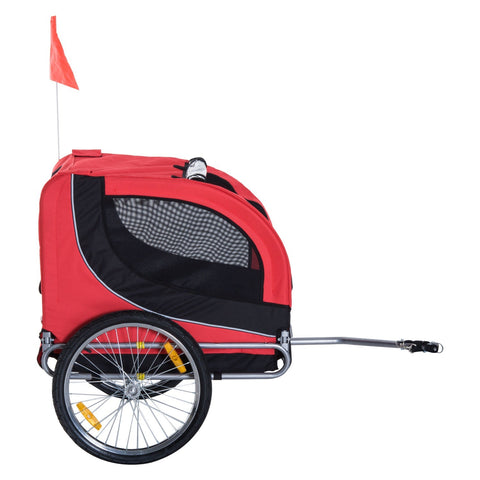 Rootz Bicycle Trailer Dog Carrier - Red, Black - Oxford, Steel - 51.18 cm x 28.74 cm x 35.43 cm