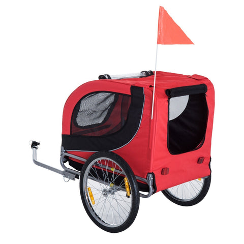 Rootz Bicycle Trailer Dog Carrier - Red, Black - Oxford, Steel - 51.18 cm x 28.74 cm x 35.43 cm