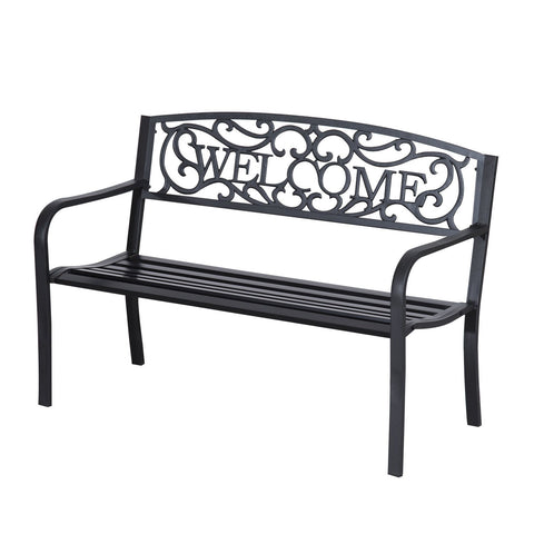 Rootz Garden bench 2-seater bench - Black - Iron, Powder coated - 50 cm x 23,622 cm x 34.25 cm