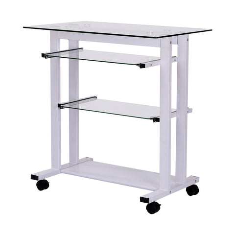 Rootz Computer Table desk - White - Iron, Glass - 31.45 cm x 20.08 cm x 32.68 cm