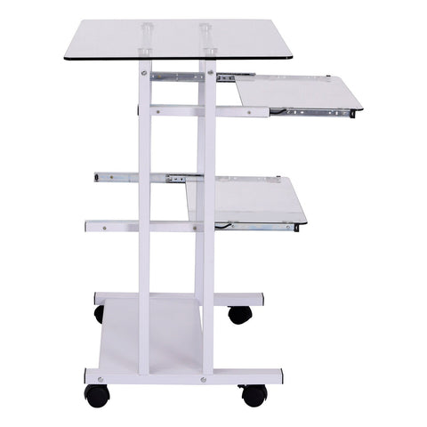 Rootz Computer Table desk - White - Iron, Glass - 31.45 cm x 20.08 cm x 32.68 cm