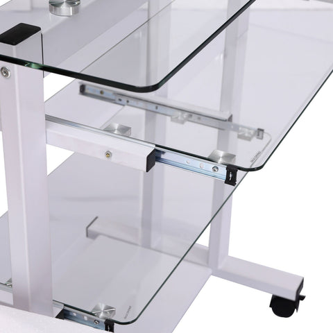 Rootz Computer Table desk - White - Iron, Glass - 31.45 cm x 20.08 cm x 32.68 cm