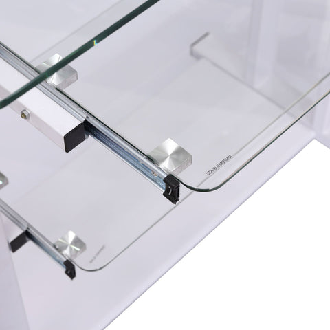 Rootz Computer Table desk - White - Iron, Glass - 31.45 cm x 20.08 cm x 32.68 cm