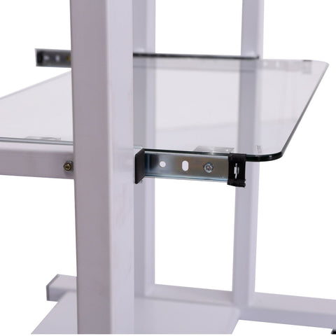 Rootz Computer Table desk - White - Iron, Glass - 31.45 cm x 20.08 cm x 32.68 cm