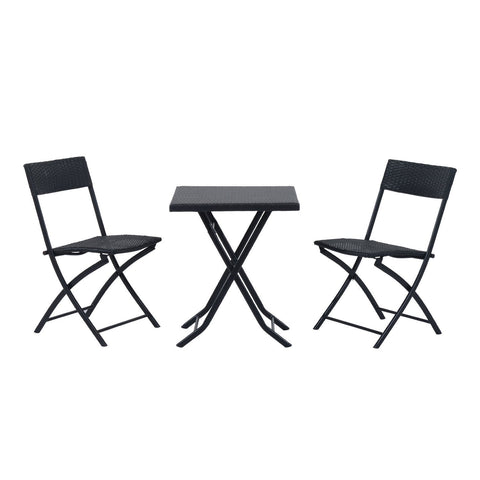 Rootz Garden furniture set - Black - Metal, Pe, Polyrattan - 23.62 cm x 23.62 cm x 28.34 cm