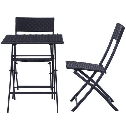 Rootz Garden furniture set - Black - Metal, Pe, Polyrattan - 23.62 cm x 23.62 cm x 28.34 cm