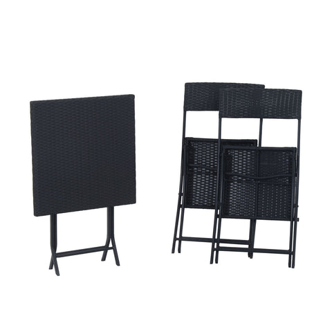Rootz Garden furniture set - Black - Metal, Pe, Polyrattan - 23.62 cm x 23.62 cm x 28.34 cm
