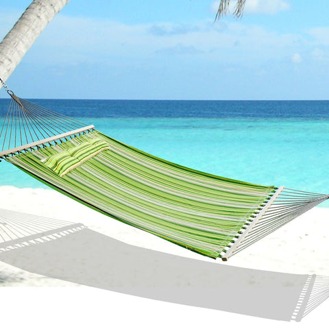 Rootz Hangmat Hangbed - Groen, Geel, Wit - Katoen, Metaal, Hout - 111,81 cm x 55,11 cm x cm