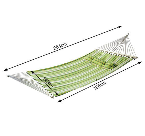 Rootz Hangmat Hangbed - Groen, Geel, Wit - Katoen, Metaal, Hout - 111,81 cm x 55,11 cm x cm