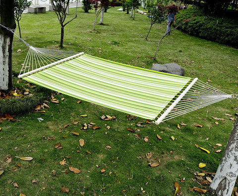 Rootz Hangmat Hangbed - Groen, Geel, Wit - Katoen, Metaal, Hout - 111,81 cm x 55,11 cm x cm