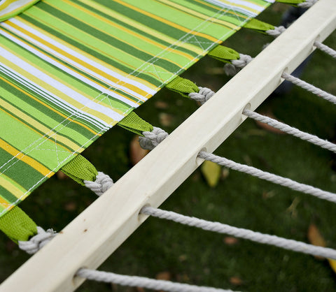 Rootz Hangmat Hangbed - Groen, Geel, Wit - Katoen, Metaal, Hout - 111,81 cm x 55,11 cm x cm