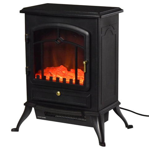 Rootz Electric Fireplace - Black - Metal, Glass - 16.34 cm x 11.02 cm x 21.65 cm