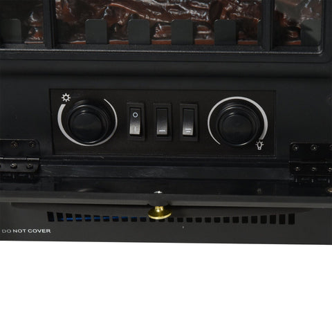 Rootz Electric Fireplace - Black - Metal, Glass - 16.34 cm x 11.02 cm x 21.65 cm