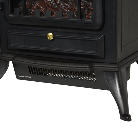Rootz Electric Fireplace - Black - Metal, Glass - 16.34 cm x 11.02 cm x 21.65 cm