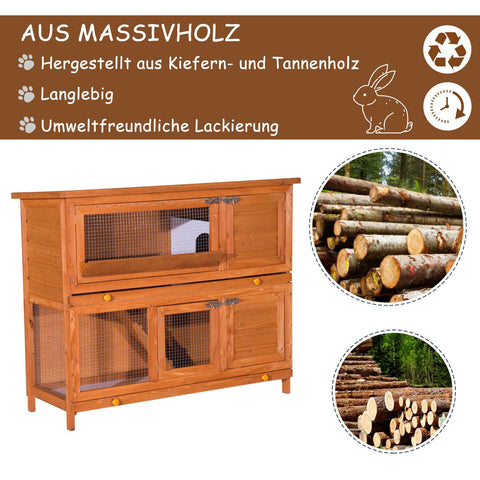 Rootz Konijnenhok - Bruin - Dennenhout, Dennenhout - 47,24 cm x 18,89 cm x 39,37 cm