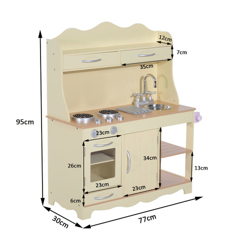 Rootz Kinderküche mit Herd und Spüle – Braun – Holzwerkstoff – 30,31 cm x 11,81 cm x 37,4 cm