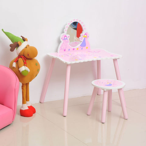 Rootz Children's Dressing Table - Pink - Pine Wood, Manufactured Wood - 23.22 cm x 15.35 cm x 32.28 cm