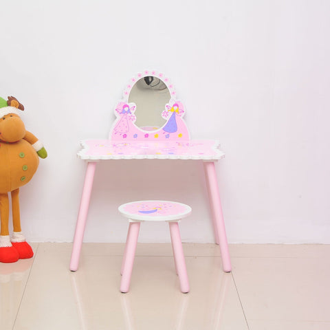 Rootz Children's Dressing Table - Pink - Pine Wood, Manufactured Wood - 23.22 cm x 15.35 cm x 32.28 cm