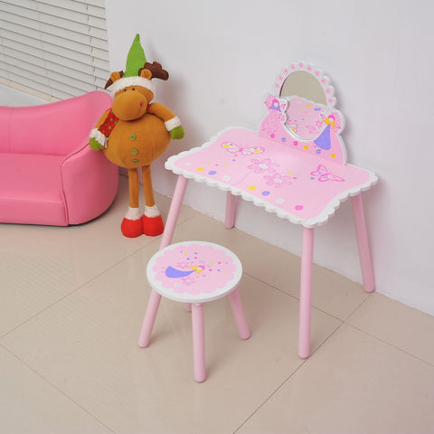 Rootz Children's Dressing Table - Pink - Pine Wood, Manufactured Wood - 23.22 cm x 15.35 cm x 32.28 cm