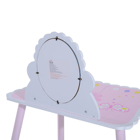 Rootz Children's Dressing Table - Pink - Pine Wood, Manufactured Wood - 23.22 cm x 15.35 cm x 32.28 cm