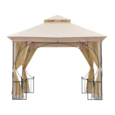 Rootz Castile Gartenpavillon – Schwarz, Braun – Metall, Polyester – 118,11 cm x 118,11 cm x 108,27 cm