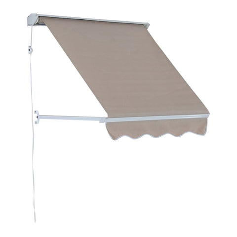 Rootz Caves Work Balcony Canopy Foldable Arm Cable - Beige - Aluminium, Polyester - 47.24 cm x 27.56 cm x cm