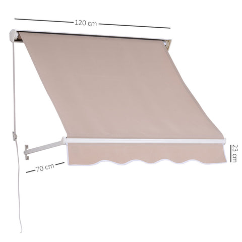 Rootz Caves Work Balcony Canopy Foldable Arm Cable - Beige - Aluminium, Polyester - 47.24 cm x 27.56 cm x cm
