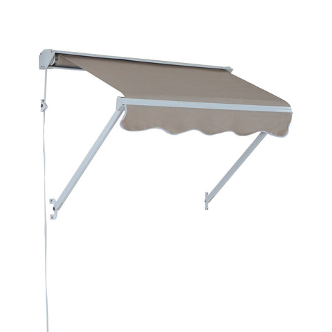 Rootz Caves Work Balcony Canopy Foldable Arm Cable - Beige - Aluminium, Polyester - 47.24 cm x 27.56 cm x cm