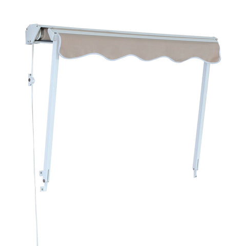 Rootz Caves Work Balcony Canopy Foldable Arm Cable - Beige - Aluminium, Polyester - 47.24 cm x 27.56 cm x cm