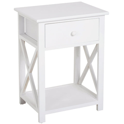 Rootz Bedside Table - White - Wood, Manufactured Wood - 15.74 cm x 11.81 cm x 21.65 cm
