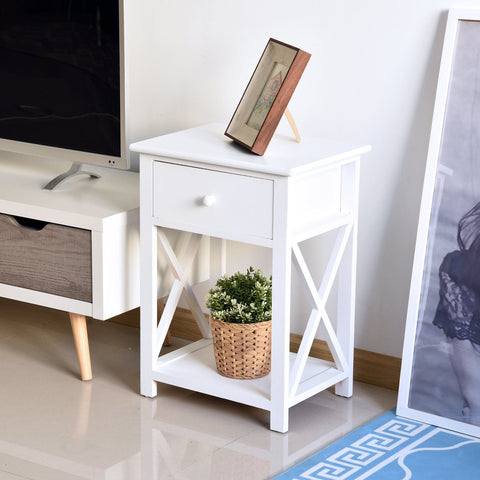 Rootz Bedside Table - White - Wood, Manufactured Wood - 15.74 cm x 11.81 cm x 21.65 cm