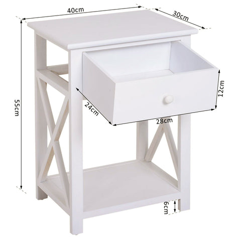 Rootz Bedside Table - White - Wood, Manufactured Wood - 15.74 cm x 11.81 cm x 21.65 cm