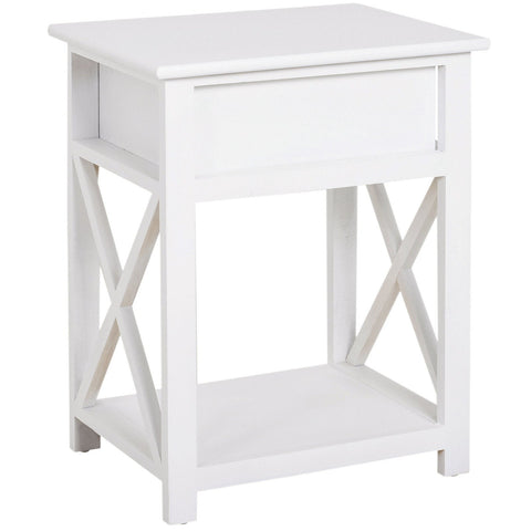 Rootz Bedside Table - White - Wood, Manufactured Wood - 15.74 cm x 11.81 cm x 21.65 cm